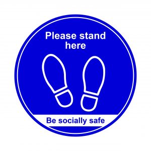400Mm Floor Sign Stand Here Blue